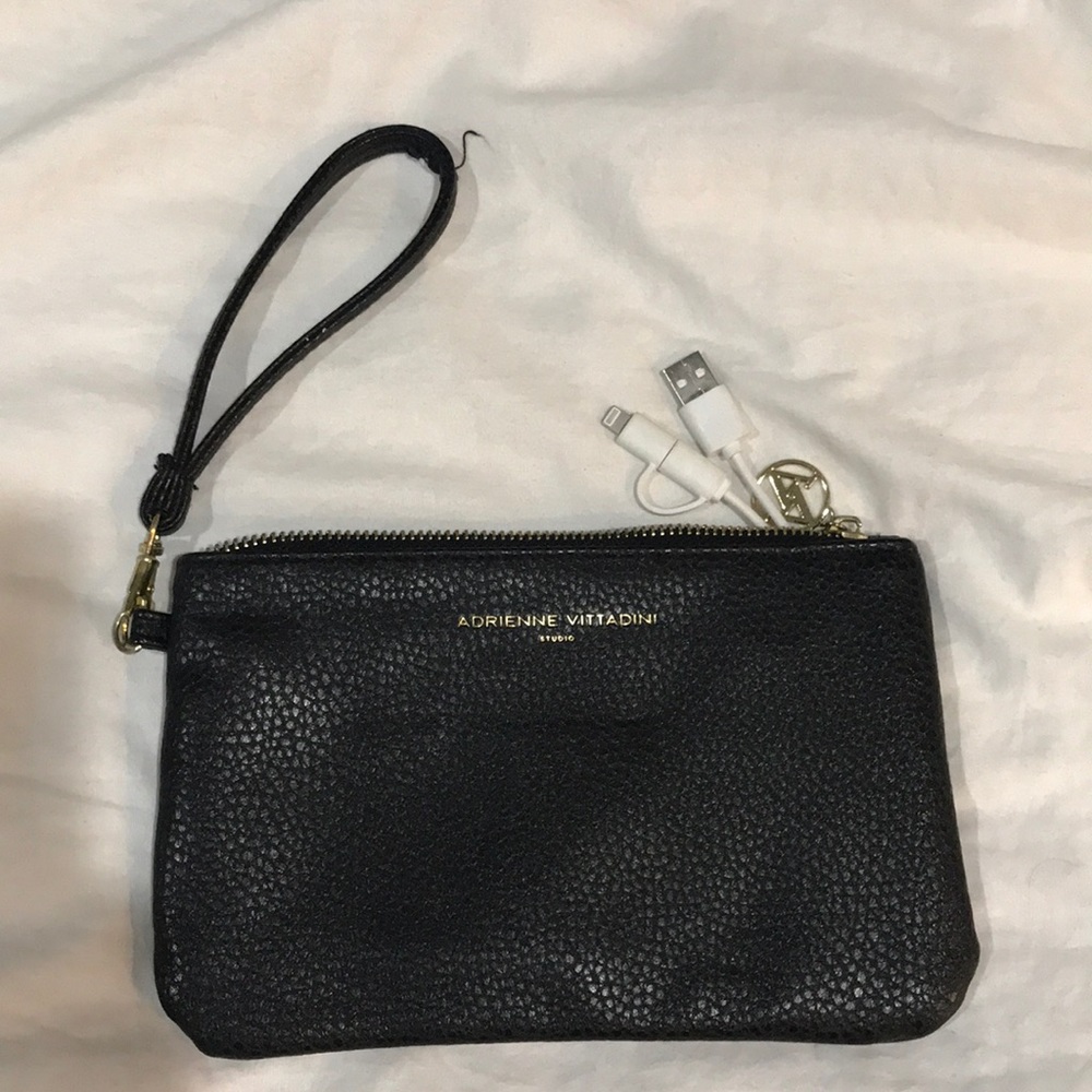 Black wristlet with portable charger